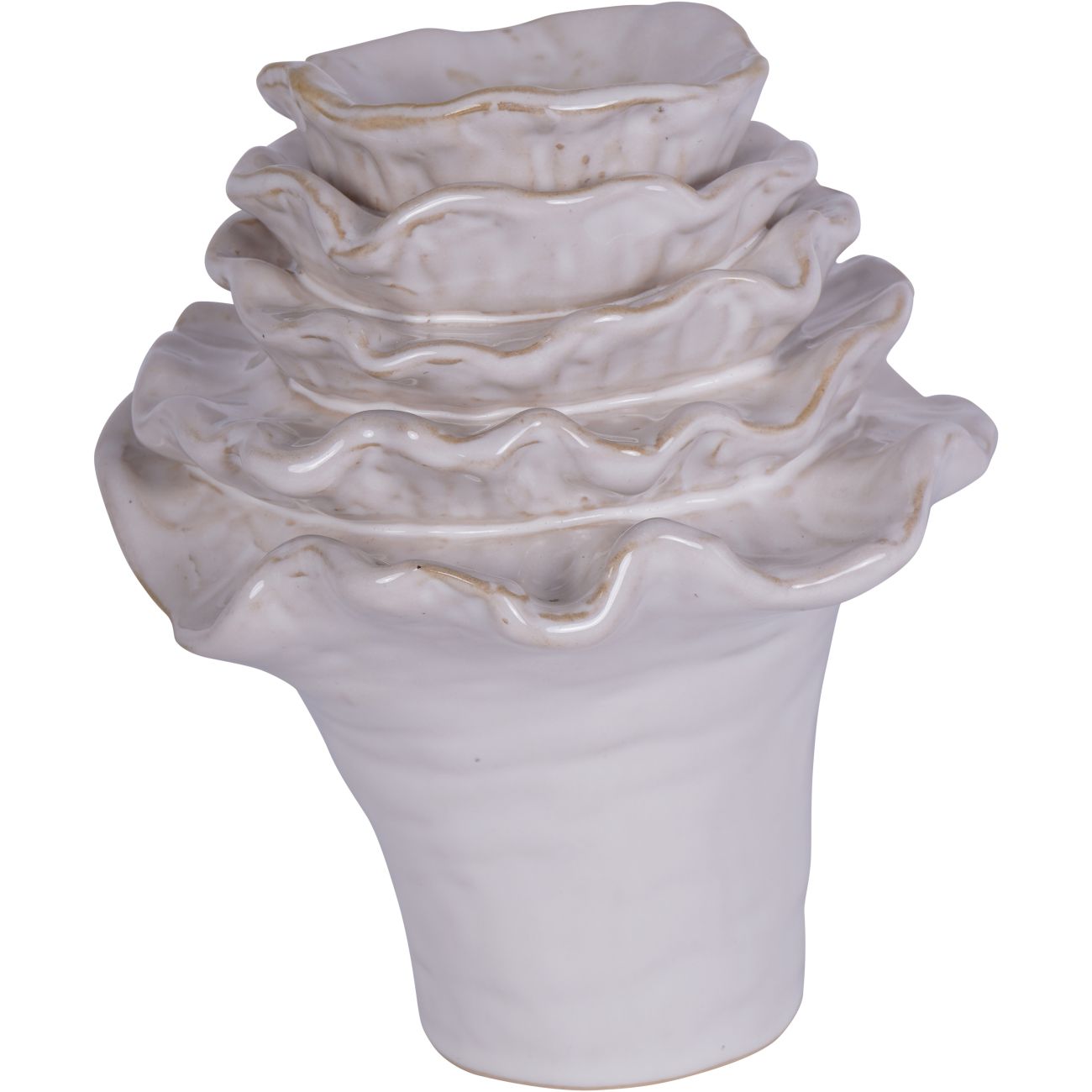 Layered Petals Ceramic Off White Vase Small
